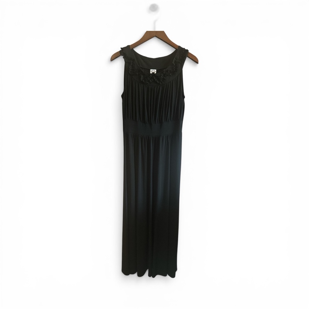Cupcake USA Black Sleeveless Maxi Dress with Lace Yoke Evening Look Medium